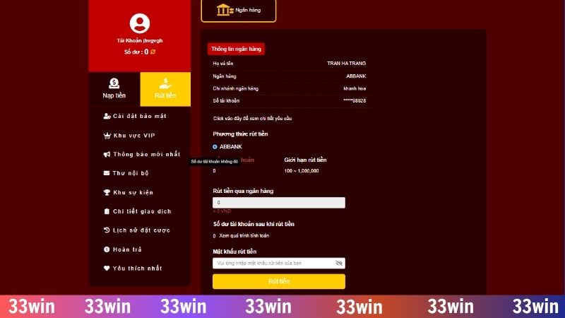 Hướng dẫn rút tiền 33WIN - Thao tác nhanh, nhận tiền cực phê 1 Hướng dẫn rút tiền 33WIN thành công 3 bước cực dễ