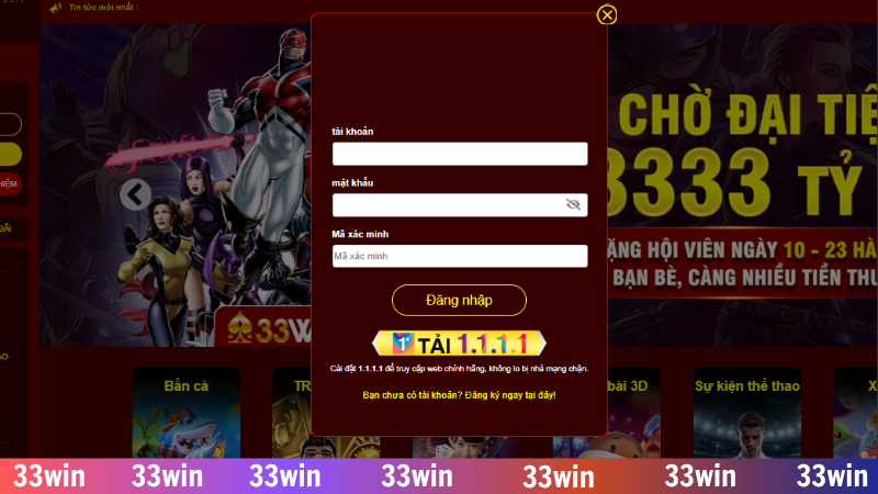 Tải app 33WIN - Hướng dẫn thao tác tải ứng dụng siêu tốc 3 Người chơi nhập sai tên đăng nhập tại ứng dụng 33WIN
